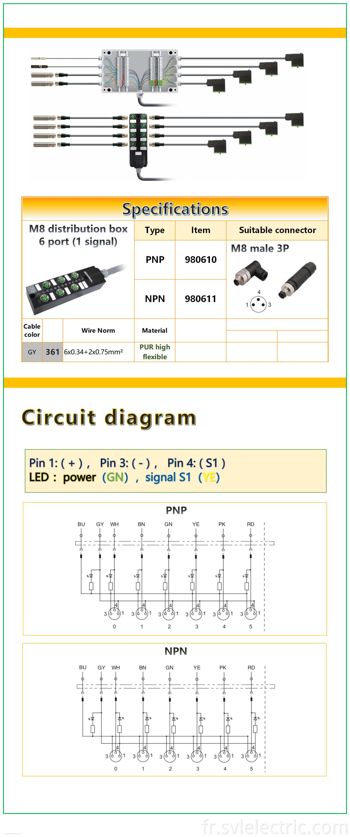 M8 6 way distribtution box specifications